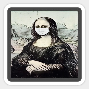 Even Mona Lisa Wears a Mask Sticker